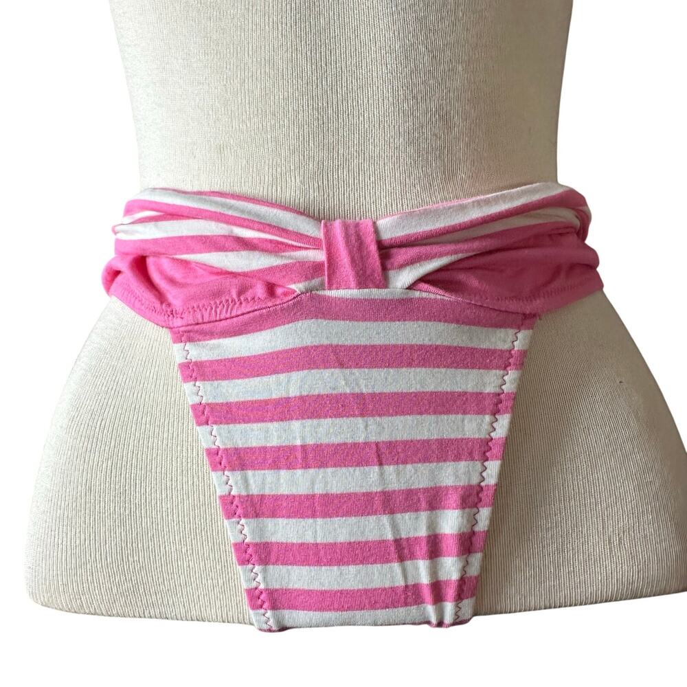 Vintage 80s/90s Stripe Thigh High Pink Bikini Bothom 
Women’s Size XS/S